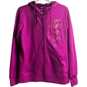The North Face Pink Hooded Vertical Logo Full Zip Jacket